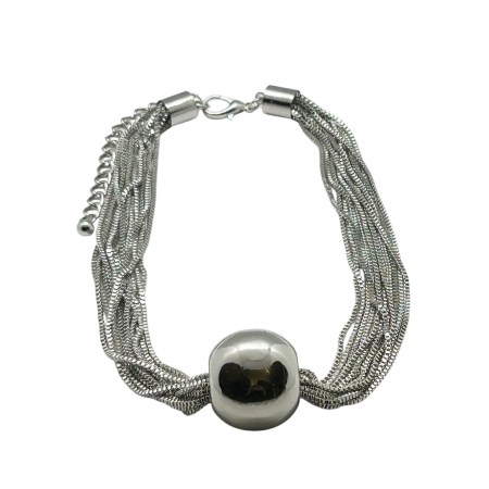 necklace steel silver with huge bead1